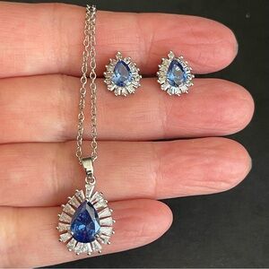 Elegant LOVISA simulant diamond & sapphire Jewelry Set.